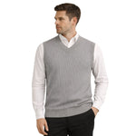 HG Men's Ribbed V-Neck Sleeveless Sweater - Light Gray