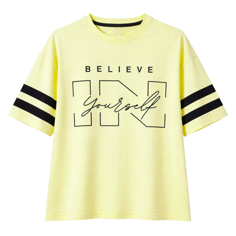 Unisex Oversized Graphic Printed Drop Shoulder T-Shirt - Yellow
