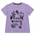 Girls’ Summer Flowers Graphic Printed T-Shirt – Purple