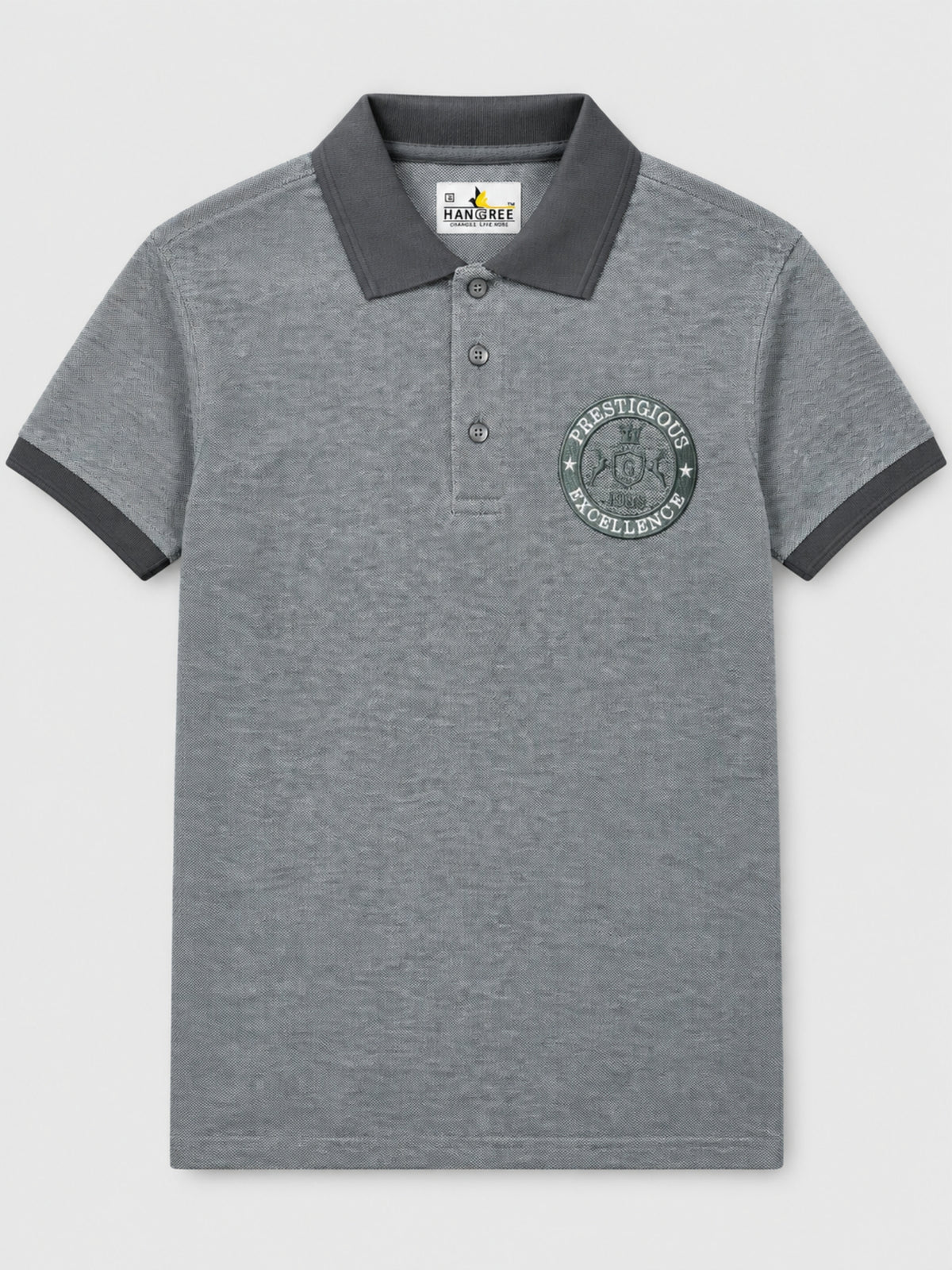 HG Excellence Emb Contrast Collar Polo Shirt - Gray