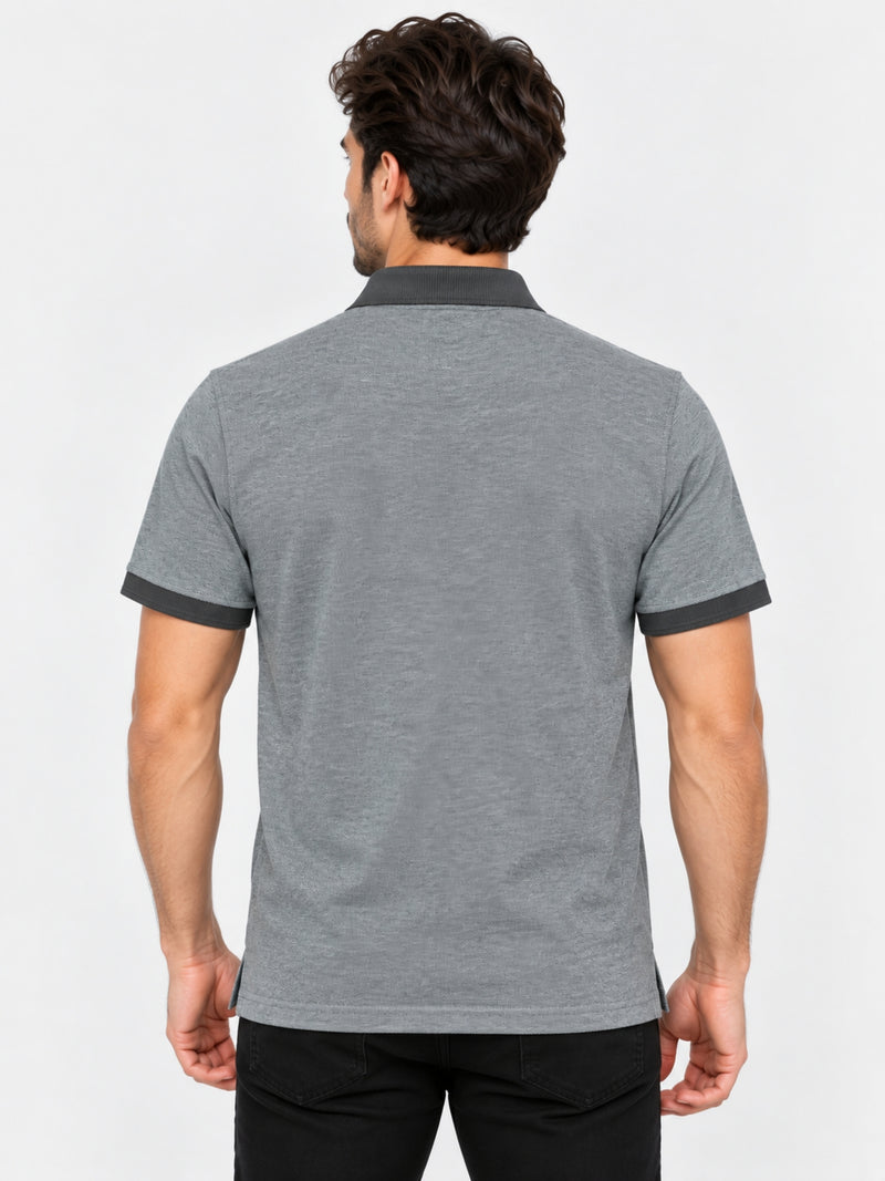 HG Excellence Emb Contrast Collar Polo Shirt - Gray