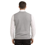 HG Men's Ribbed V-Neck Sleeveless Sweater - Light Gray