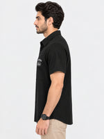 Classy "Brooklyn" Embroidered Soft Cotton Casual Shirt - Black