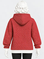 Women's Polka Dot Printed Fleece Hoodie