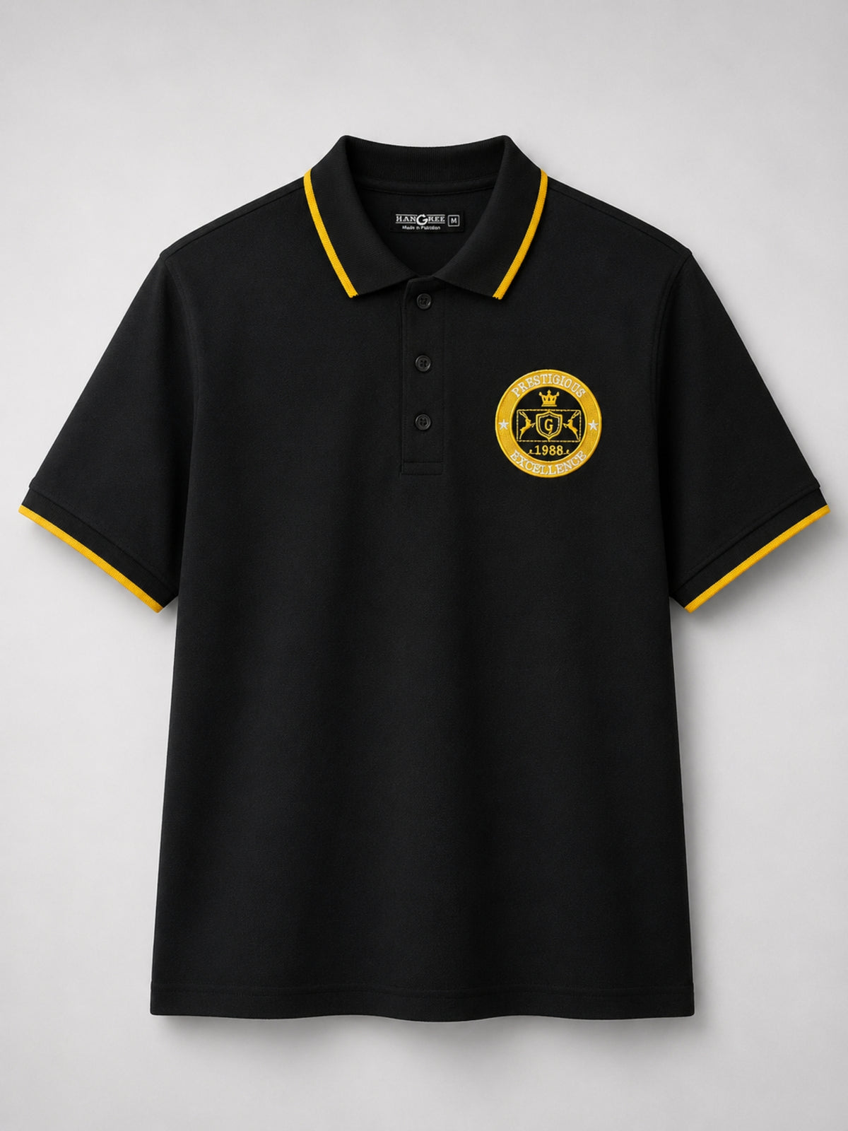 HG Signature Emb. Tipping Collar Polo Shirt - Black