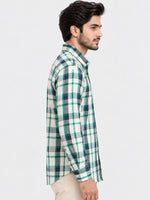 Men's Blue Green Large Check Casual Shirt