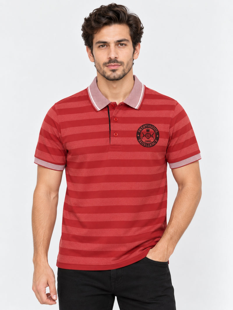 HG SIGNATURE EMB YARN DYED CONTRAST COLLAR POLO SHIRT