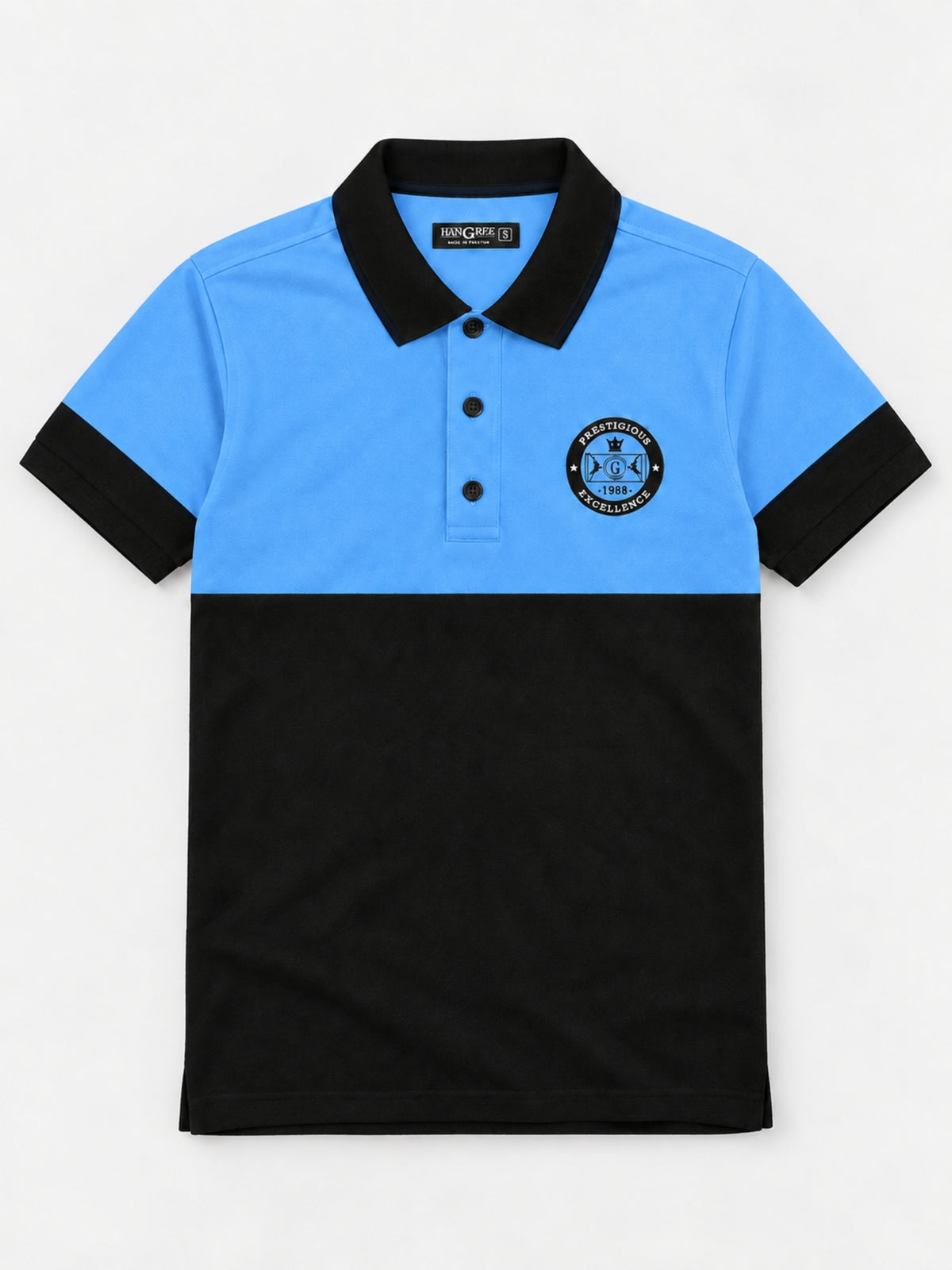 Signature Emb Luxury Panel Polo - Sky Black