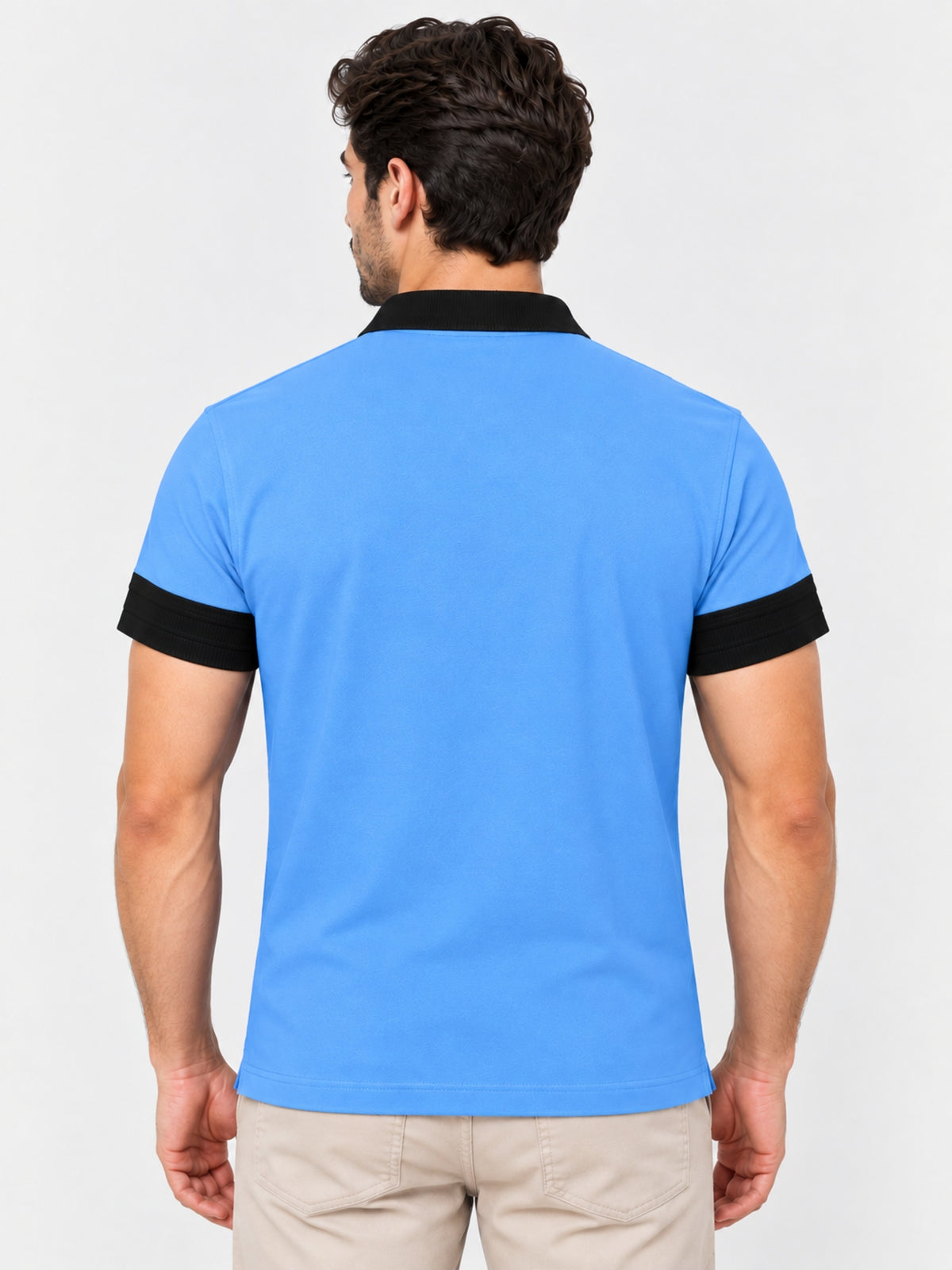 Signature Emb Luxury Panel Polo - Sky Black