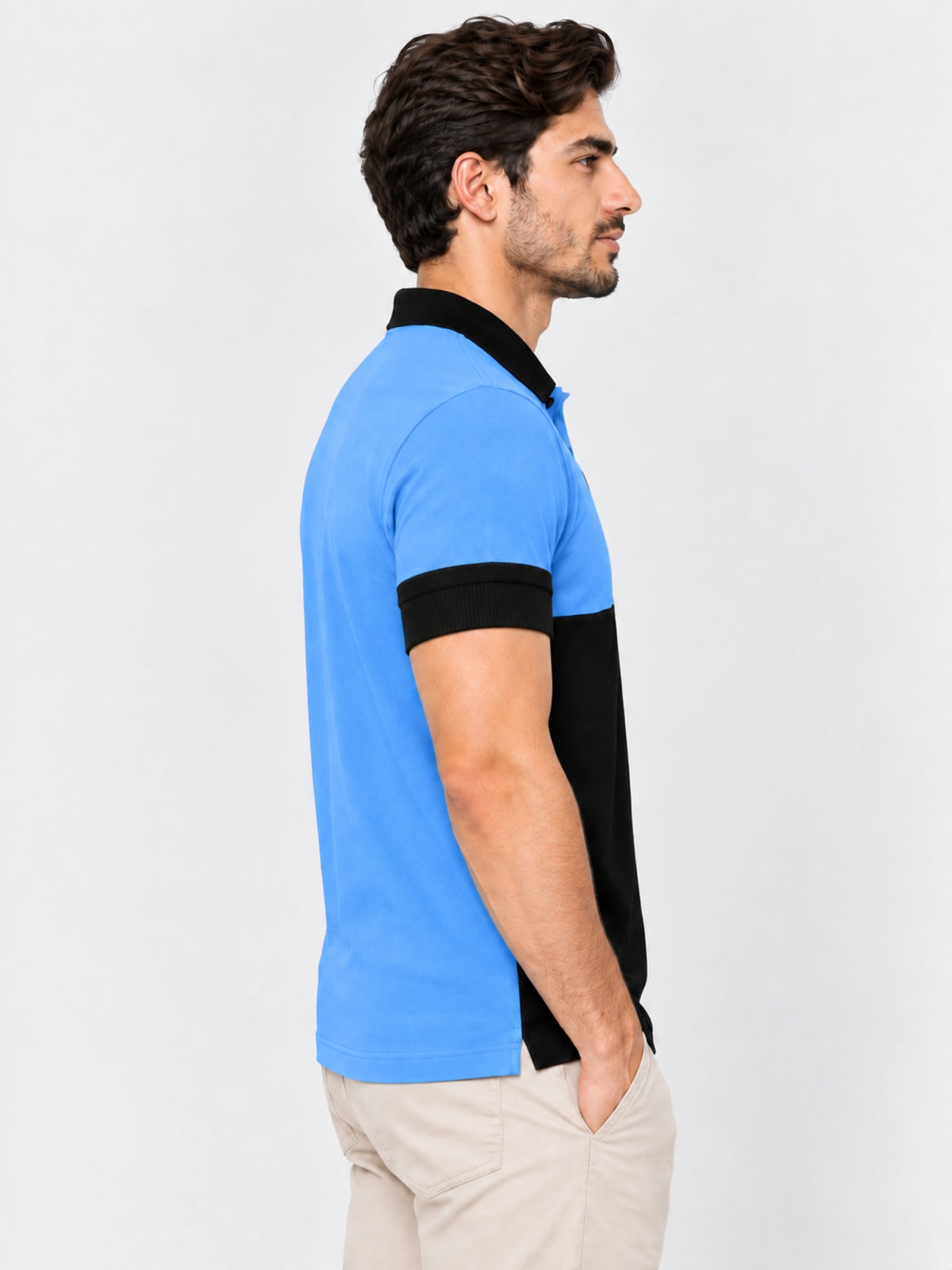 Signature Emb Luxury Panel Polo - Sky Black
