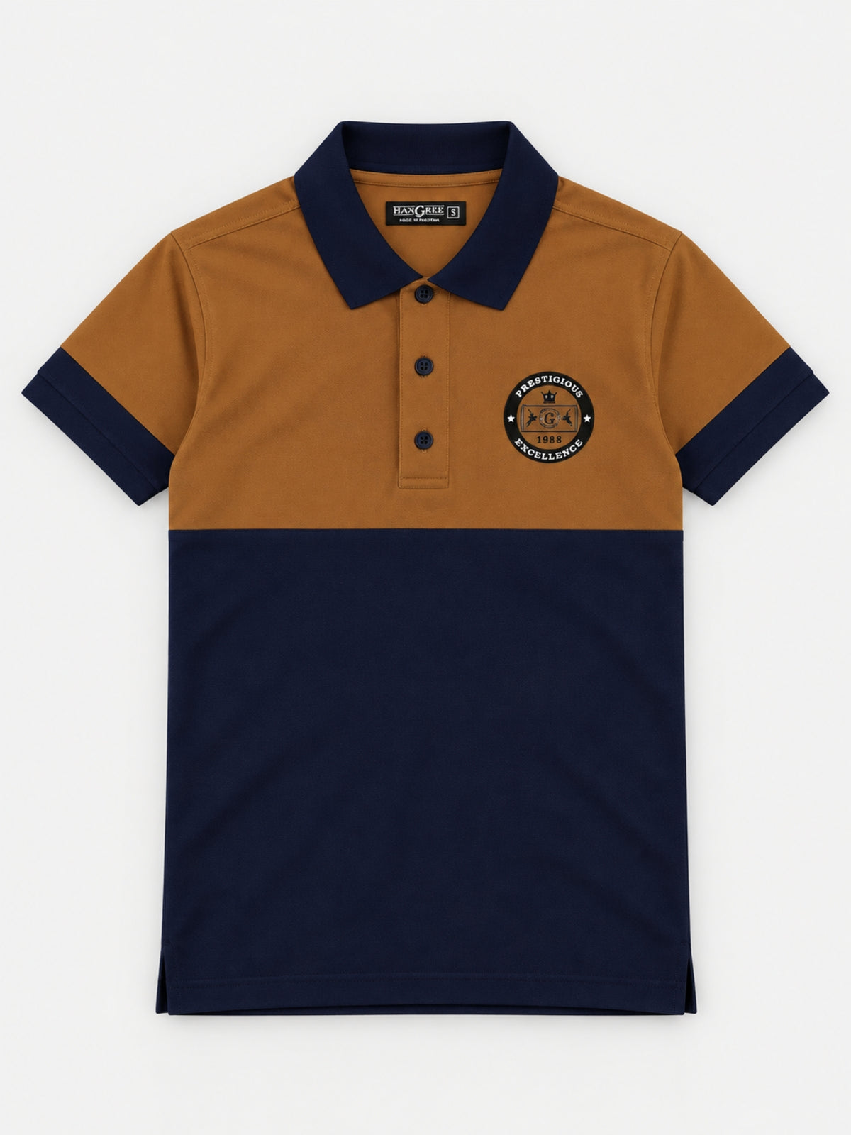 Signature Emb Luxury Panel Polo - Mustered Navy