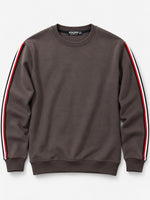 Super Solid Sleeves Fashion Fleece Sweat Shirt - Brown