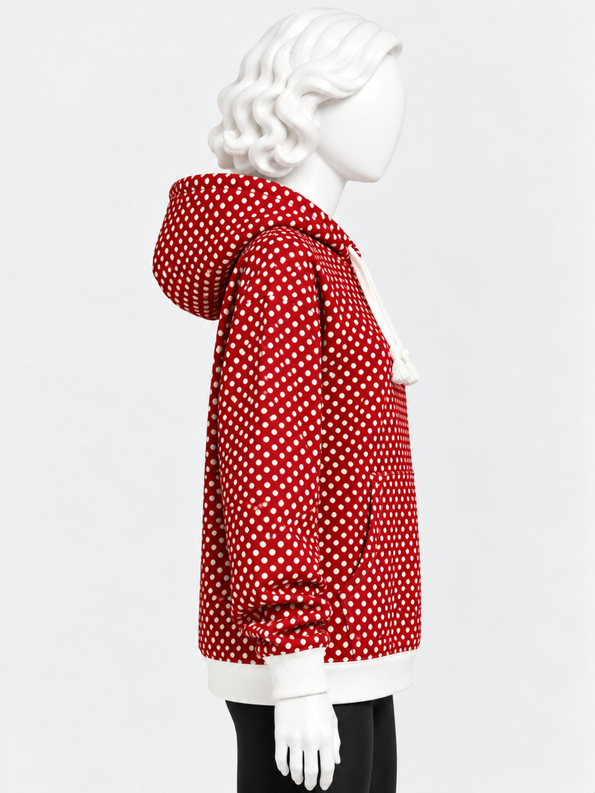 Women's Polka Dot Printed Fleece Hoodie