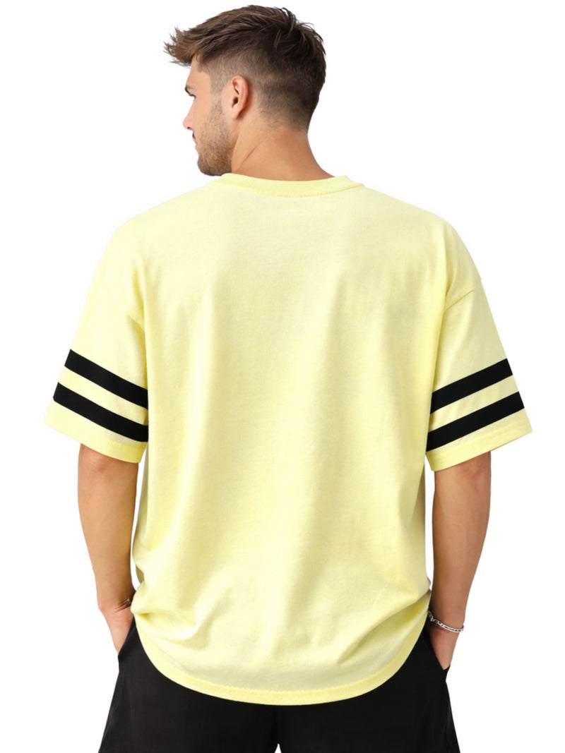 Unisex Oversized Graphic Printed Drop Shoulder T-Shirt - Yellow