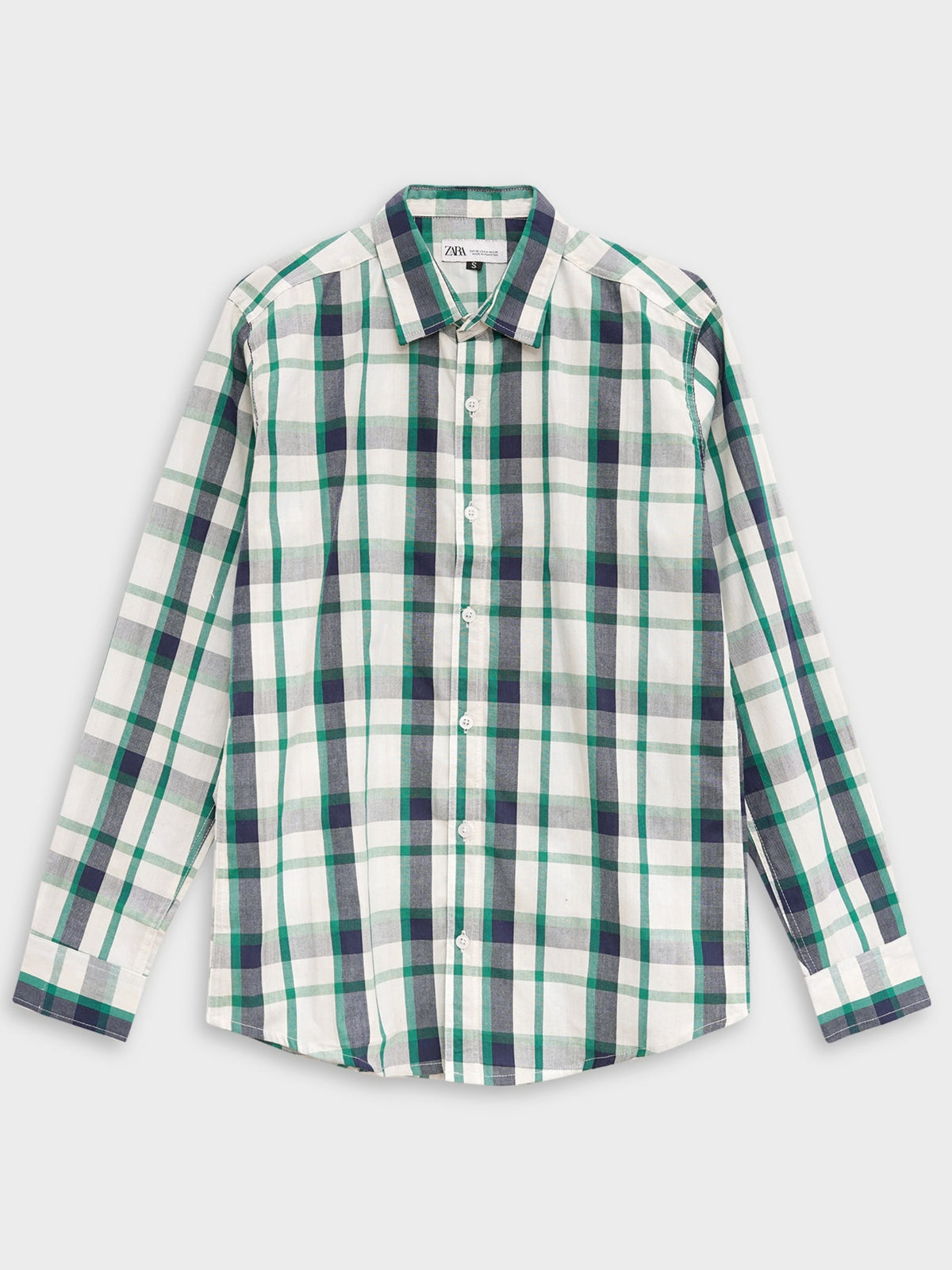 Men's Blue Green Large Check Casual Shirt