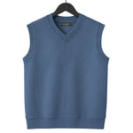 HG Men's Ribbed V-Neck Sleeveless Sweater - Slate Blue