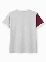 Men's Premium Vertical Panel Tee Shirt - Maroon / Navy / Grey