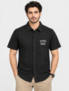 Classy "Brooklyn" Embroidered Soft Cotton Casual Shirt - Black