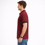 Men's Self Fabric Collar Classy Polo Shirt - Maroon