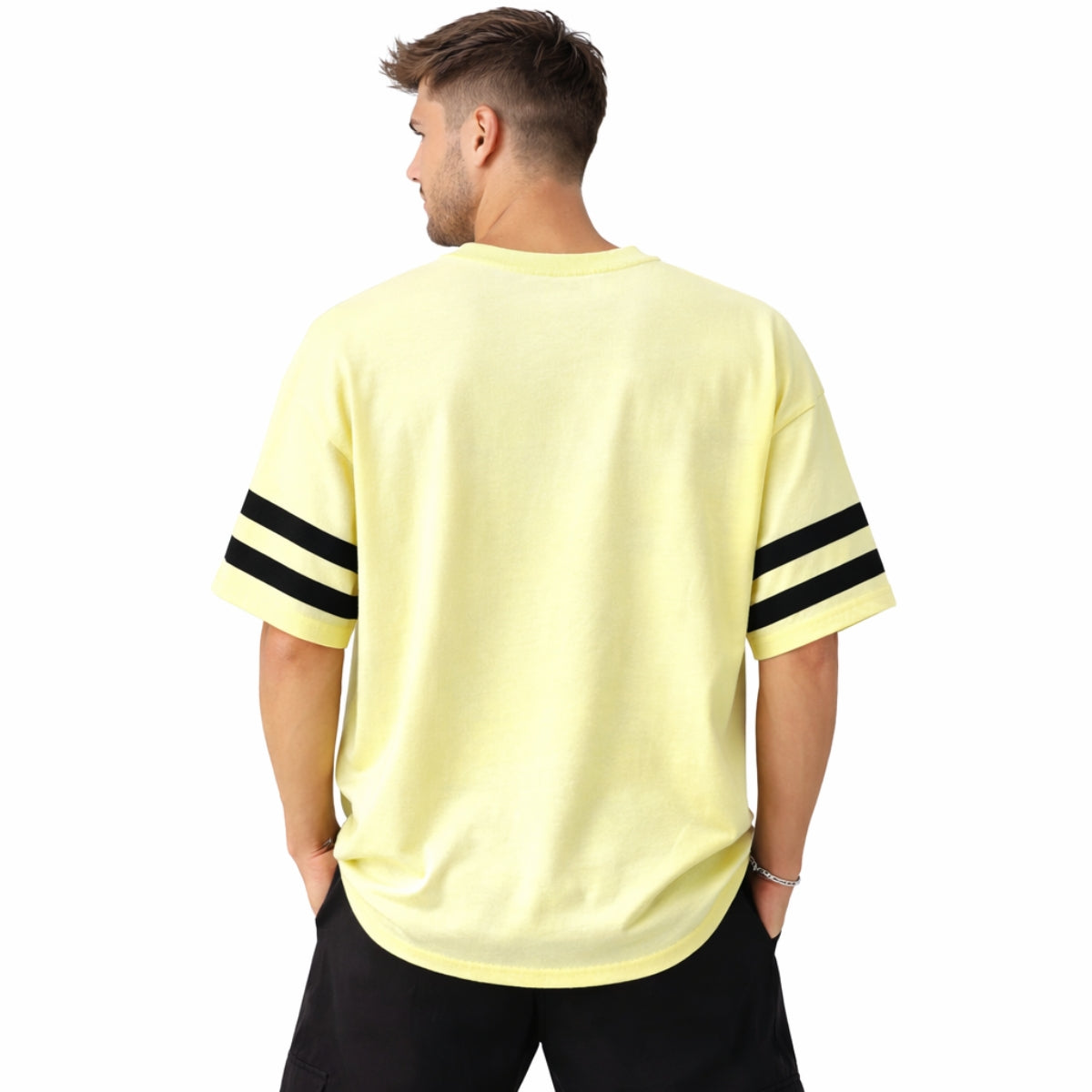 Unisex Oversized Graphic Printed Drop Shoulder T-Shirt - Yellow