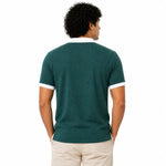 Men’s Classic Thermal Knit Contrast Collar Polo Shirt – Casal Green