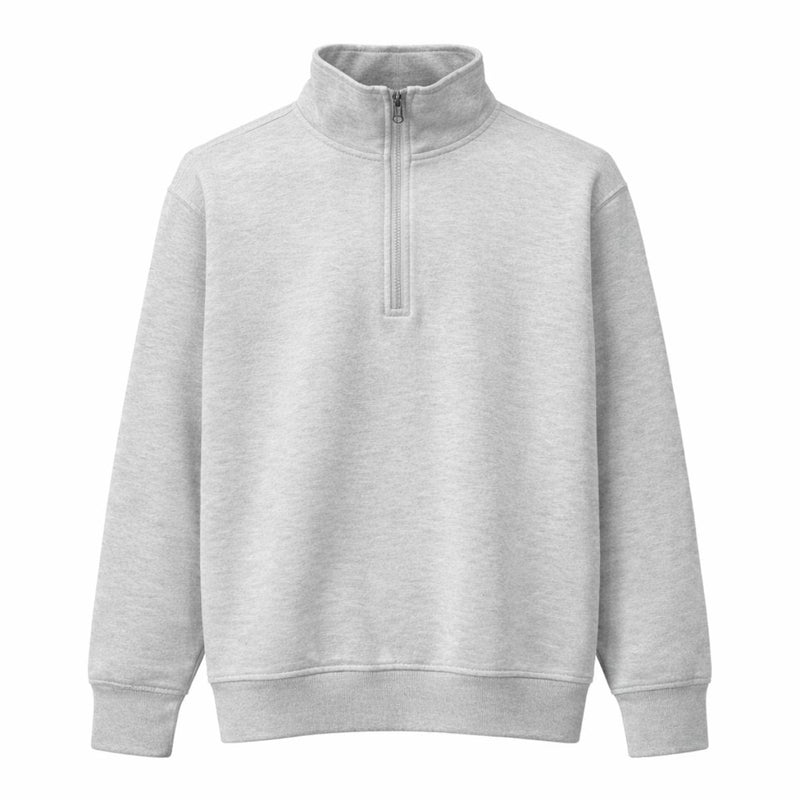 Men's Mock Neck Fleece Zipper Sweat Shirt - Light Gray