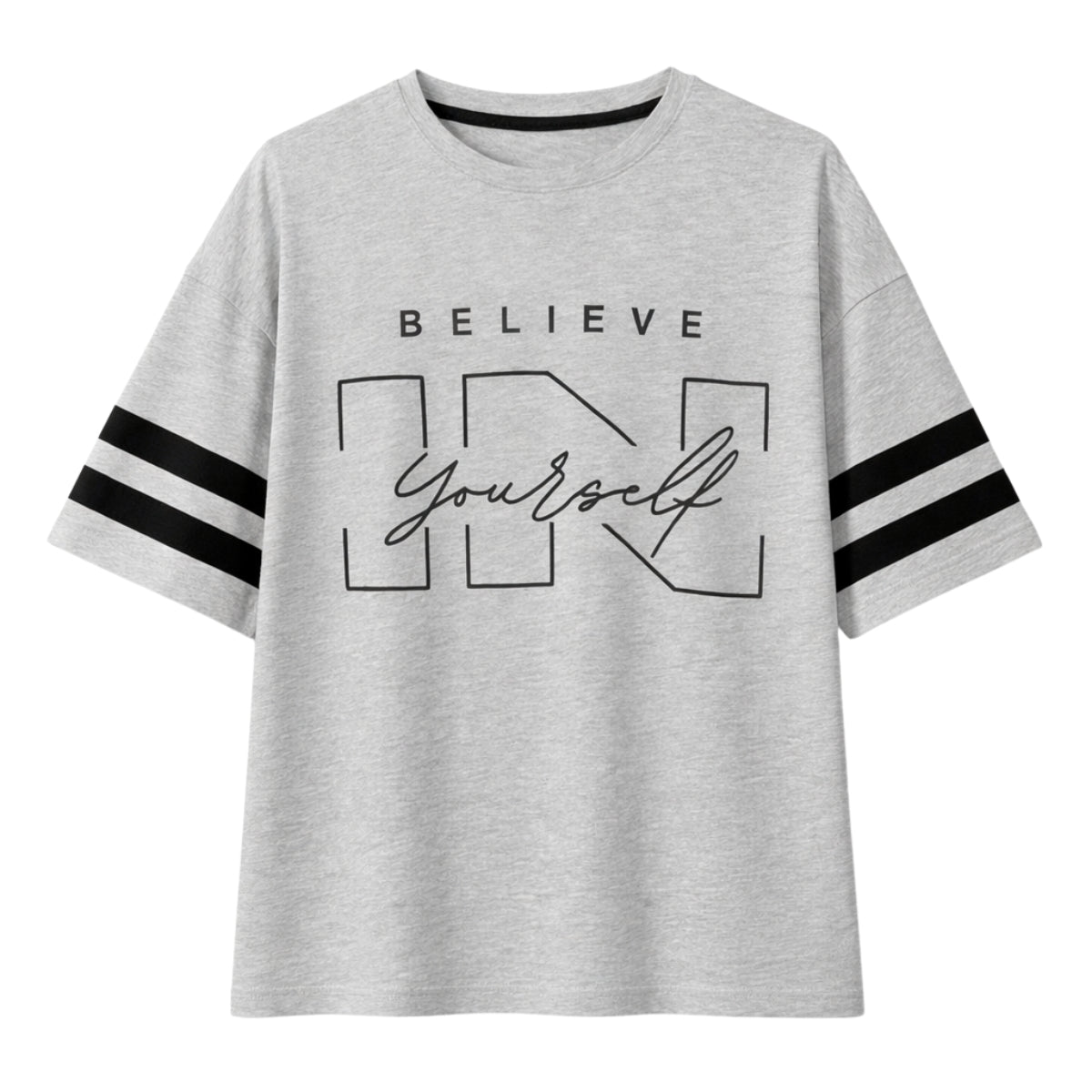 Men's Oversized Graphic Printed Drop Shoulder T-Shirt - Hyder Gray