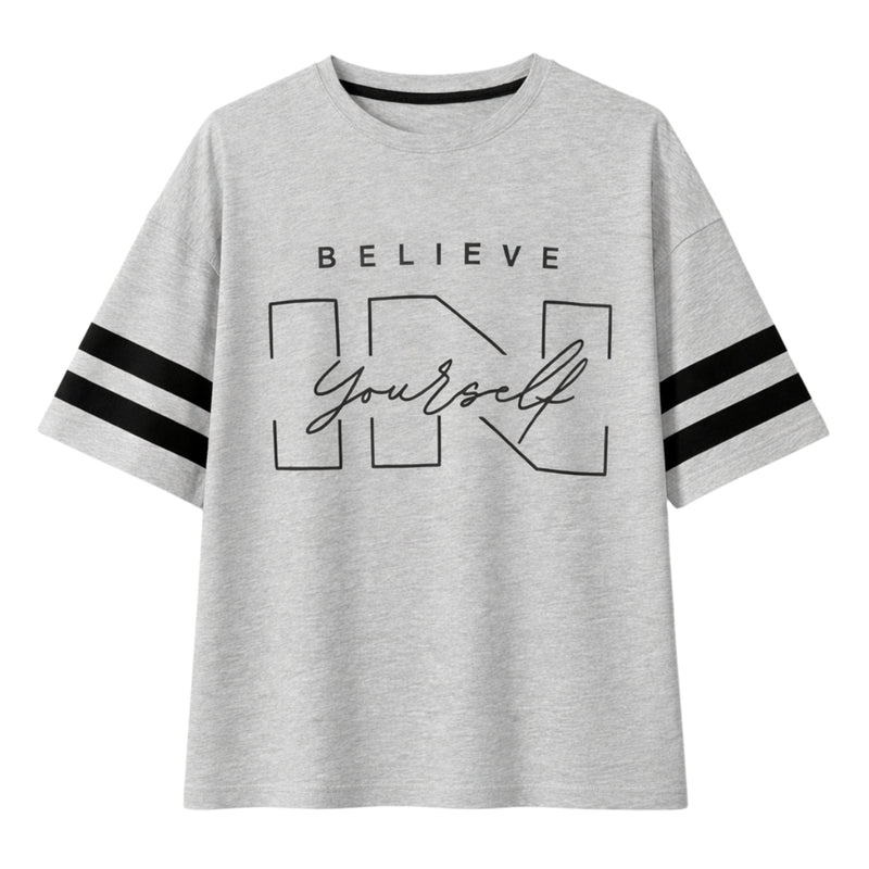 Unisex Oversized Graphic Printed Drop Shoulder T-Shirt - Hyder Gray