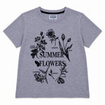 Girls’ Summer Flowers Graphic Printed T-Shirt – Storm Gray