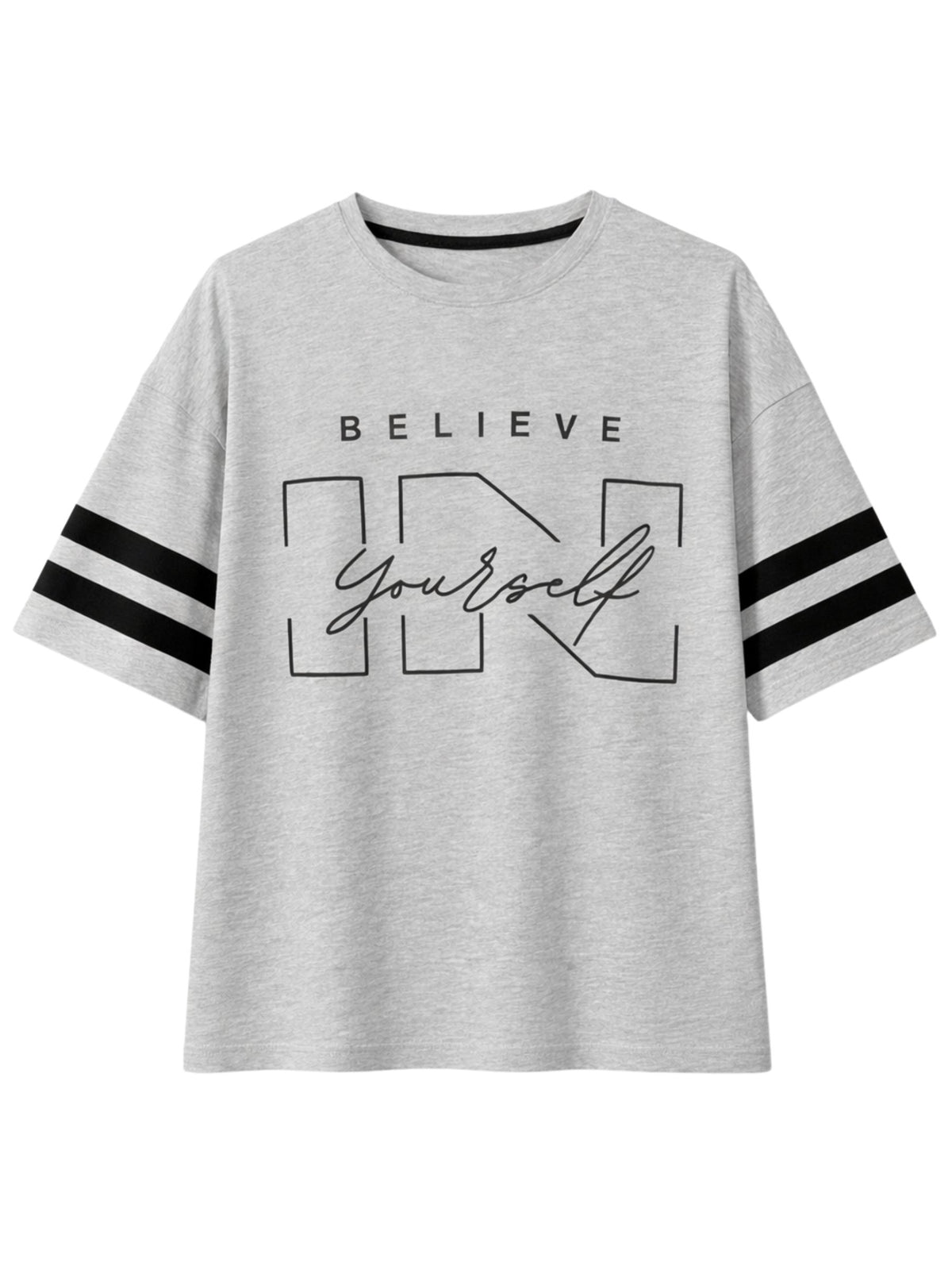 Unisex Oversized Graphic Printed Drop Shoulder T-Shirt - Hyder Gray