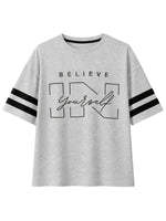 Unisex Oversized Graphic Printed Drop Shoulder T-Shirt - Hyder Gray