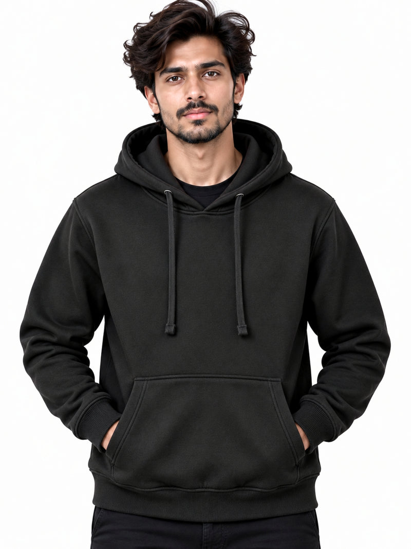Men’s Classy Fleece Pullover Hoodie - Black