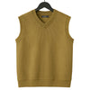 HG Men's Ribbed V-Neck Sleeveless Sweater - Gold Brown
