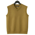 HG Men's Ribbed V-Neck Sleeveless Sweater - Gold Brown