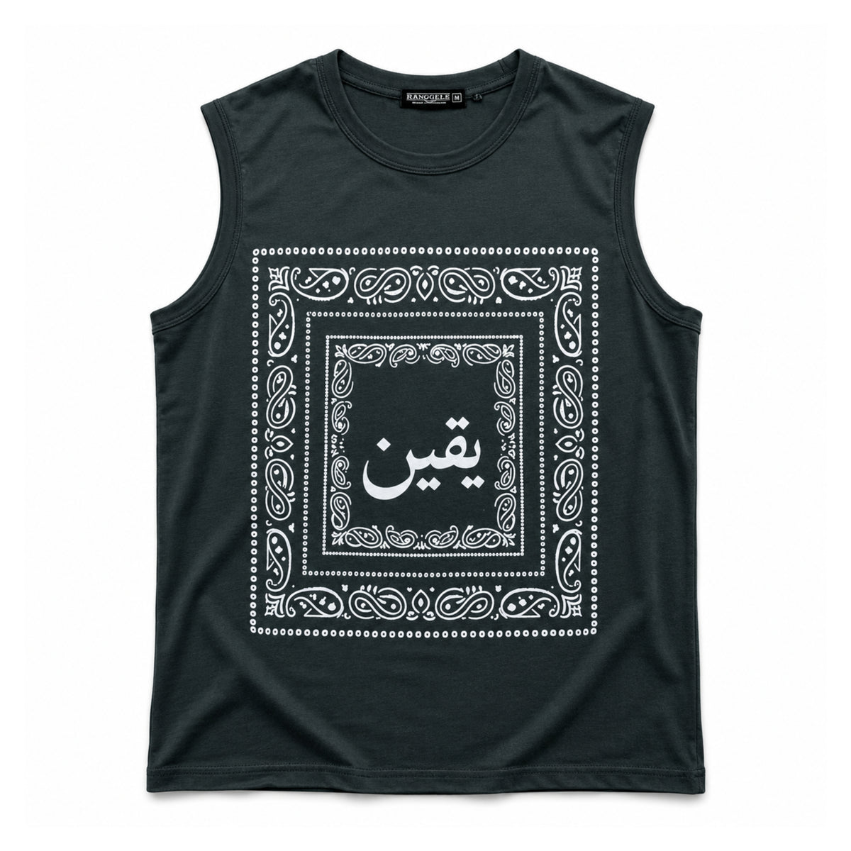Men's Bandana Graphic Sleeveless Tank Top - Charcoal Black