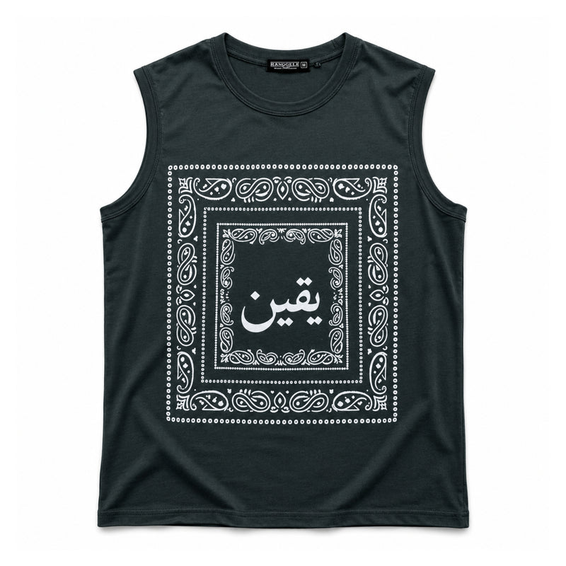 Men's Bandana Graphic Sleeveless Tank Top - Charcoal Black