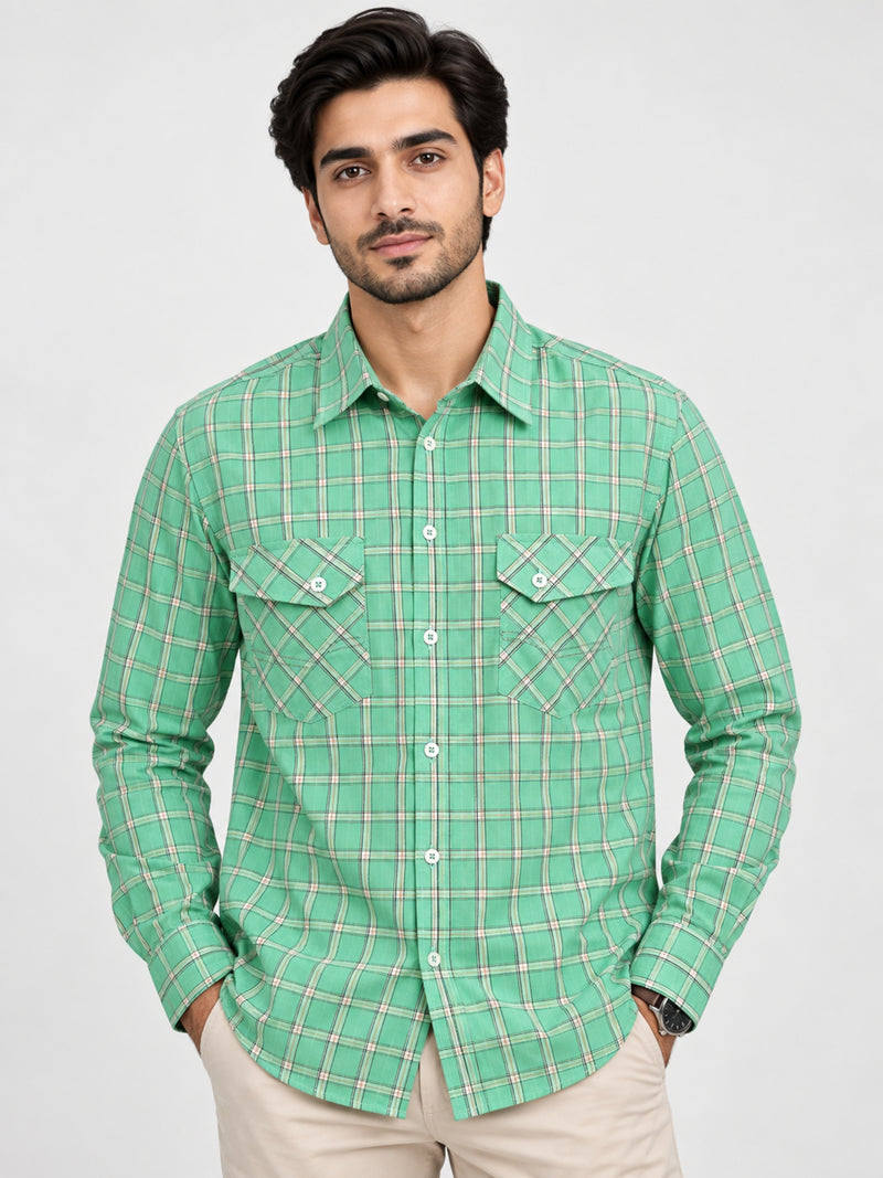 Men's Checkered Casual Shirt - Summer Green