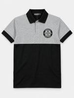 Signature Emb Luxury Panel Polo - Gray Black