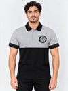 Signature Emb Luxury Panel Polo - Gray Black