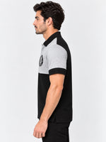 Signature Emb Luxury Panel Polo - Gray Black