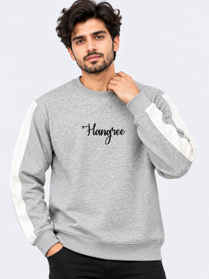 Hangree Signature Emb Panel Fashion Sweat Shirt - Hyder gray