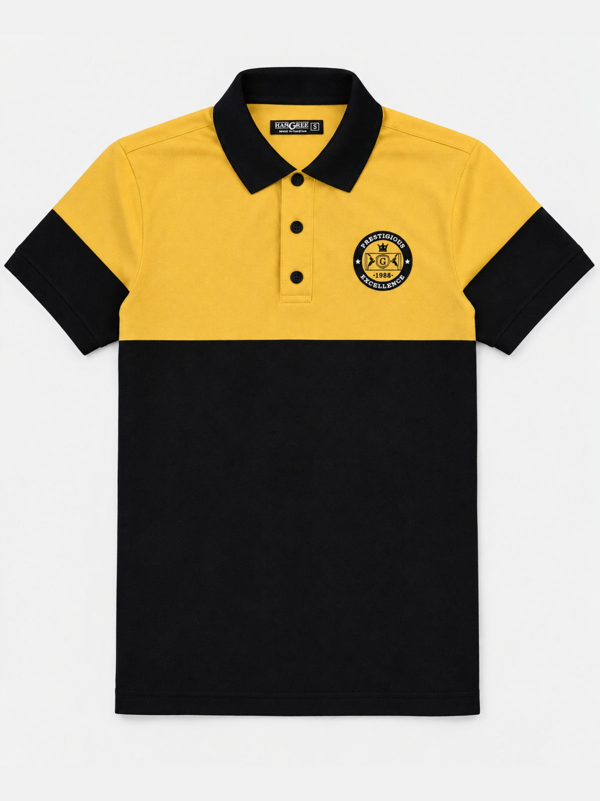 Signature Emb Luxury Panel Polo - Yellow Black