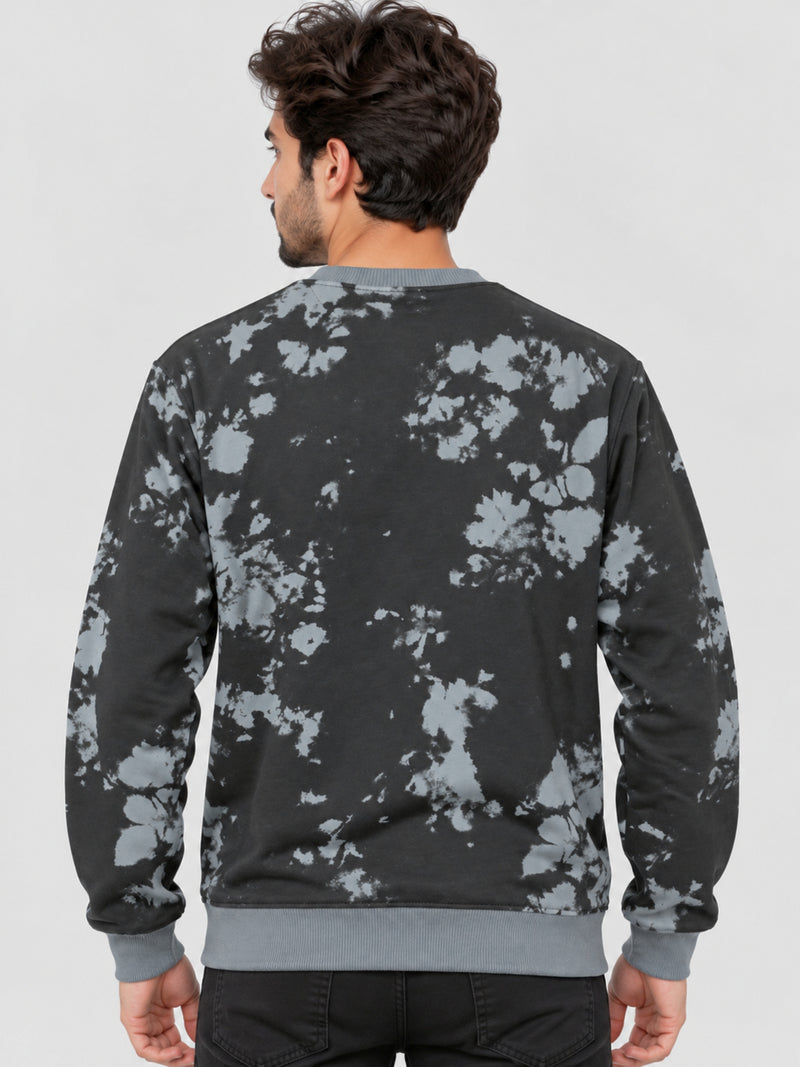 HG Tie N Die Style Prited Terry Sweat Shirt - Black Gray