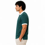 Men’s Classic Thermal Knit Contrast Collar Polo Shirt – Casal Green