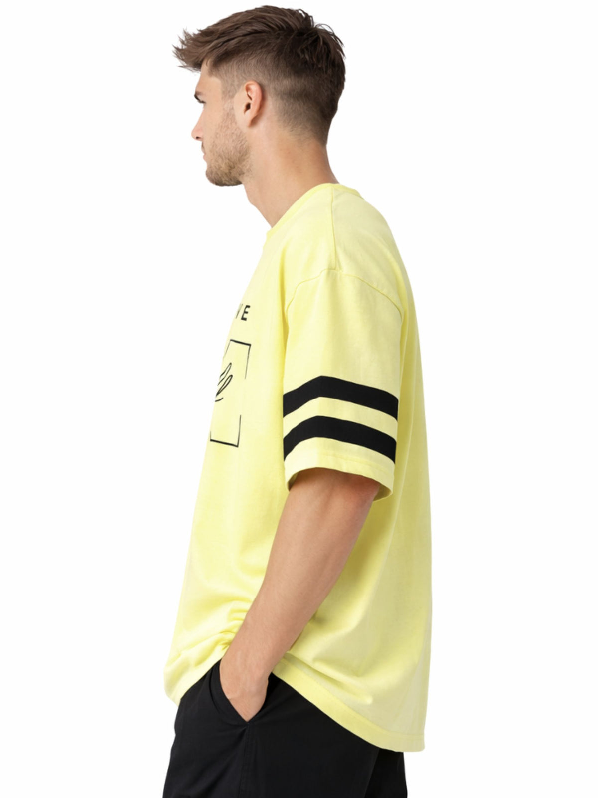 Unisex Oversized Graphic Printed Drop Shoulder T-Shirt - Yellow