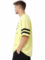 Unisex Oversized Graphic Printed Drop Shoulder T-Shirt - Yellow