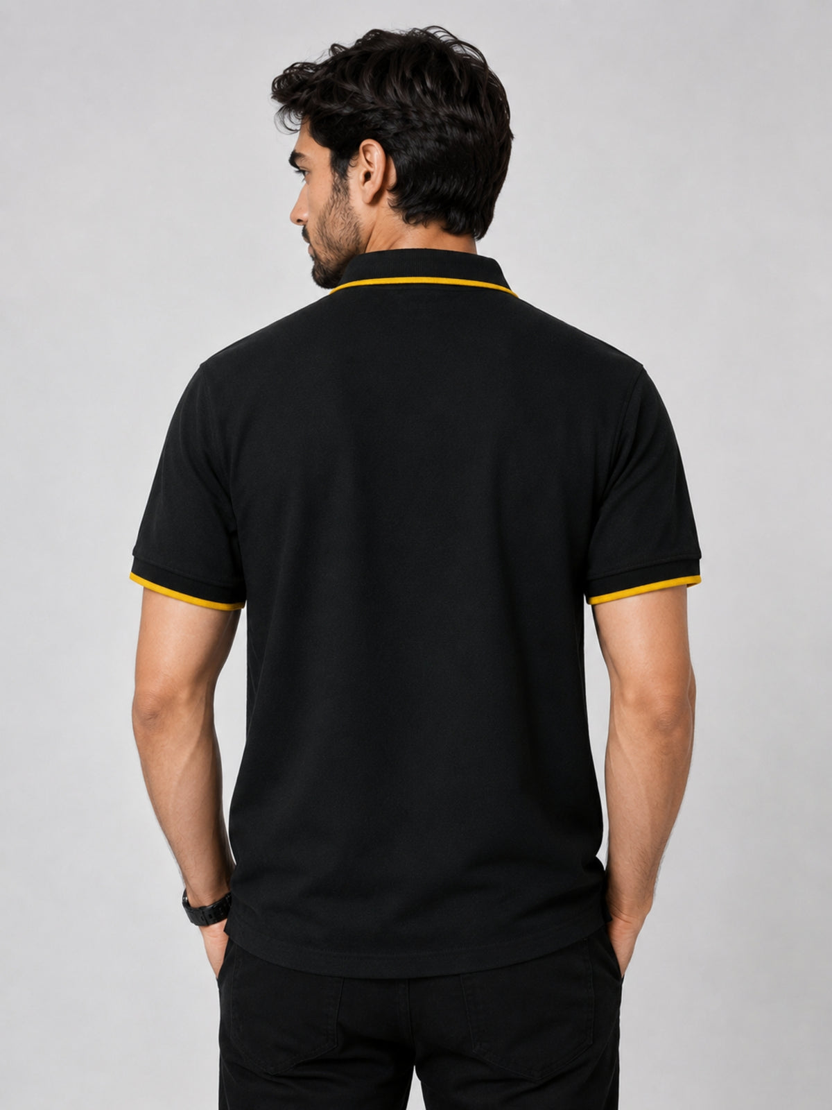 HG Signature Emb. Tipping Collar Polo Shirt - Black
