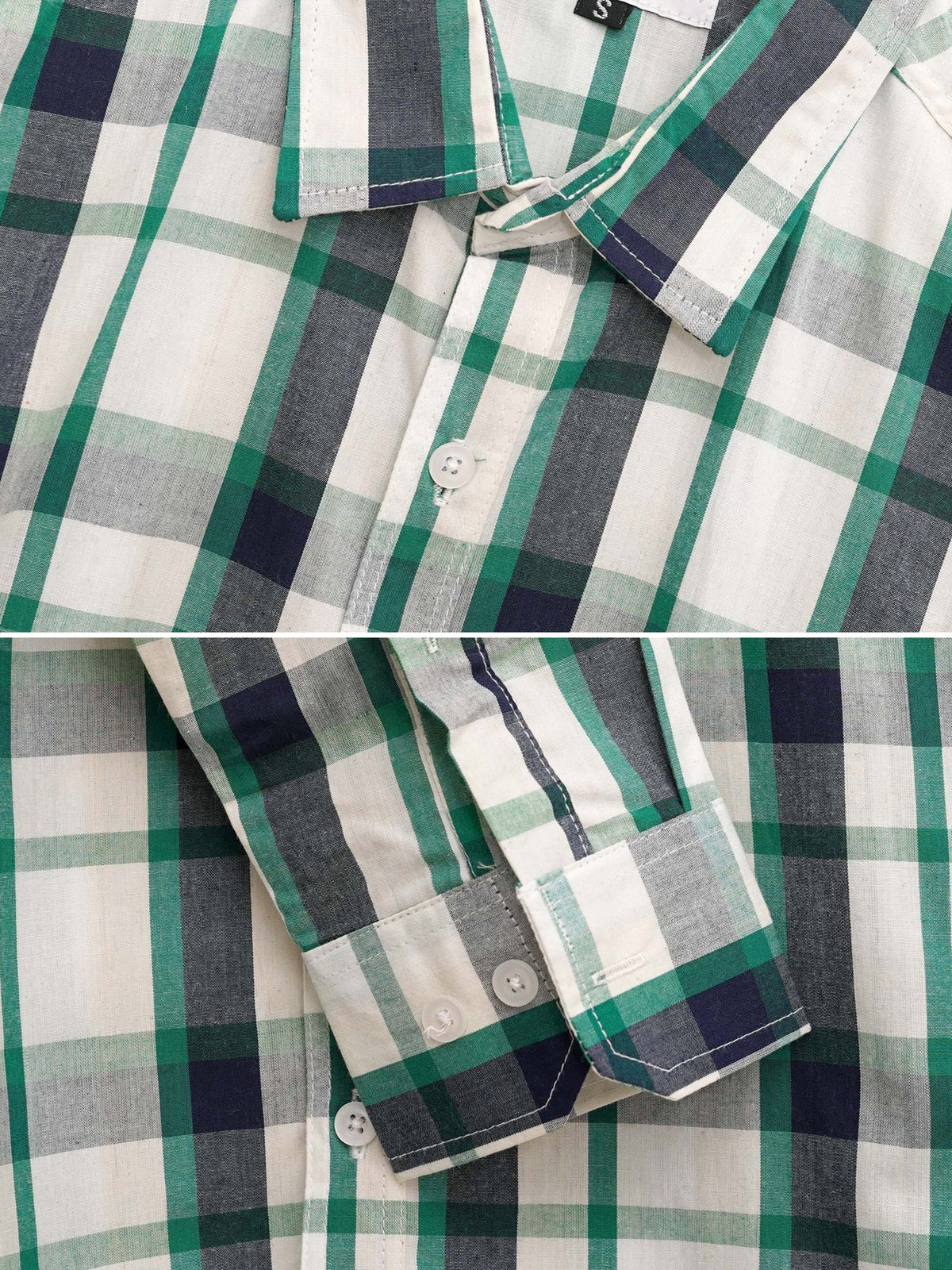 Men's Blue Green Large Check Casual Shirt