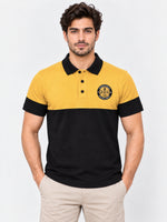 Signature Emb Luxury Panel Polo - Yellow Black