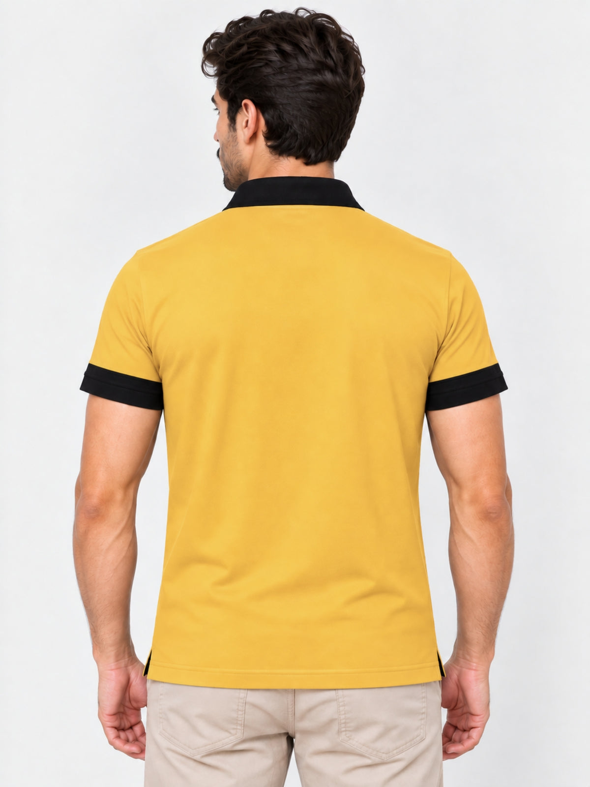 Signature Emb Luxury Panel Polo - Yellow Black
